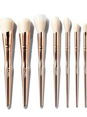 ICONIC London Rose Gold Handle Makeup Brush Set with Pink Pouch